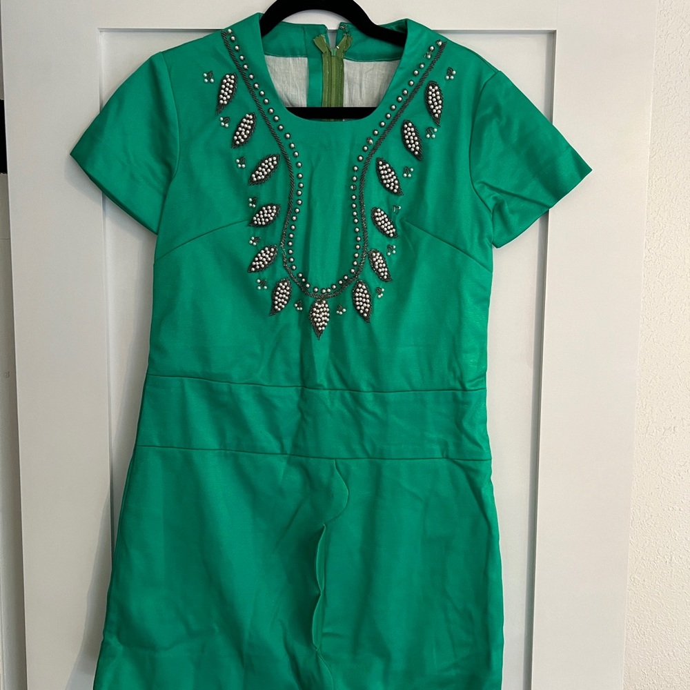 60s/70s Vintage Green Mini Dress